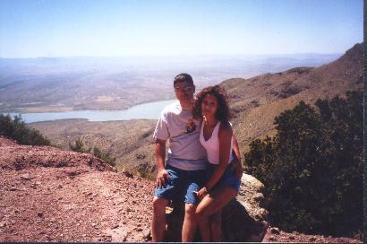 JB and Shea in front of Elephant Butte Lake